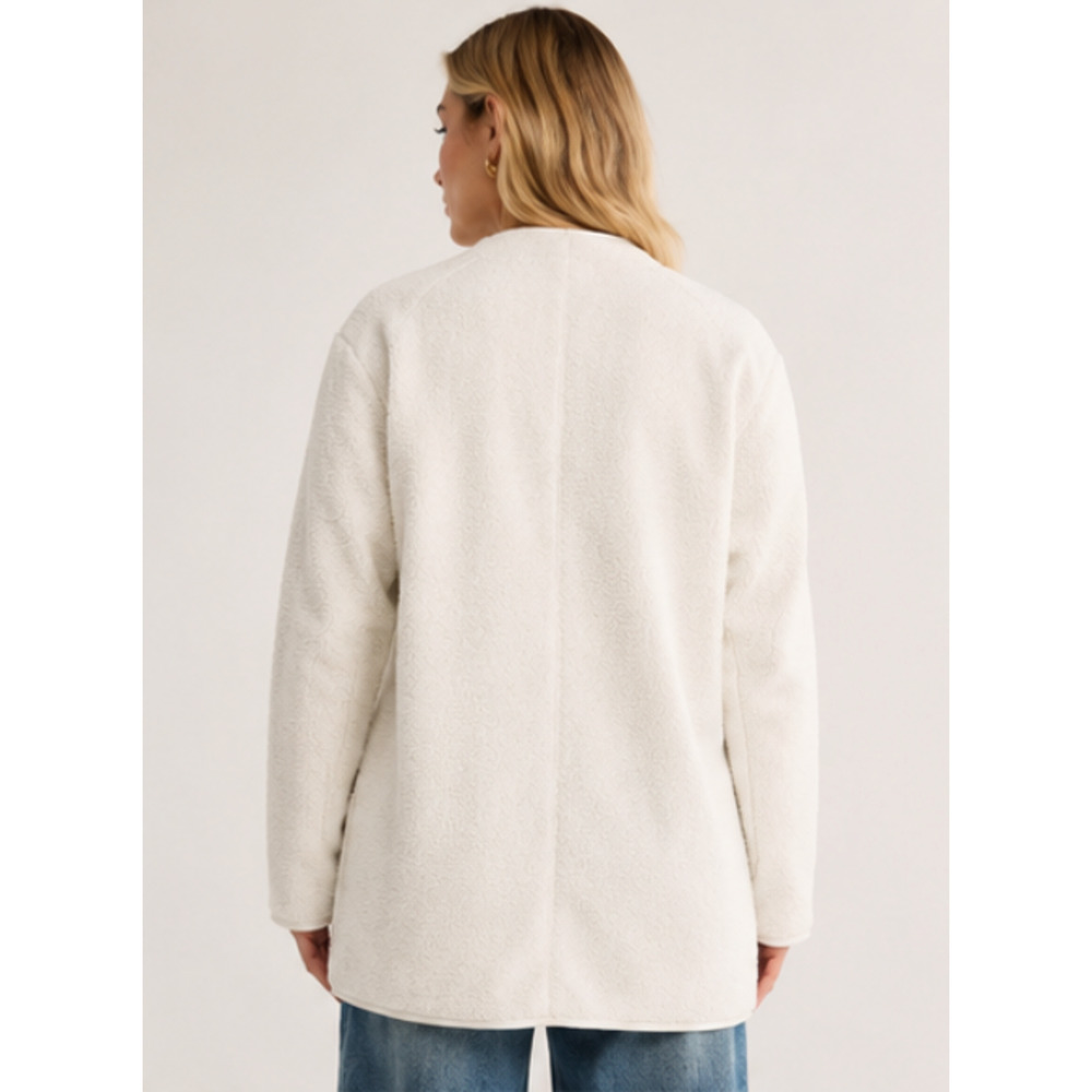 NEW J.JILL PURE JILL CREAM GRAY FLEECE LINED BOUCLE TEDDY CARDIGAN JACKET SZ XS - Picture 5 of 10